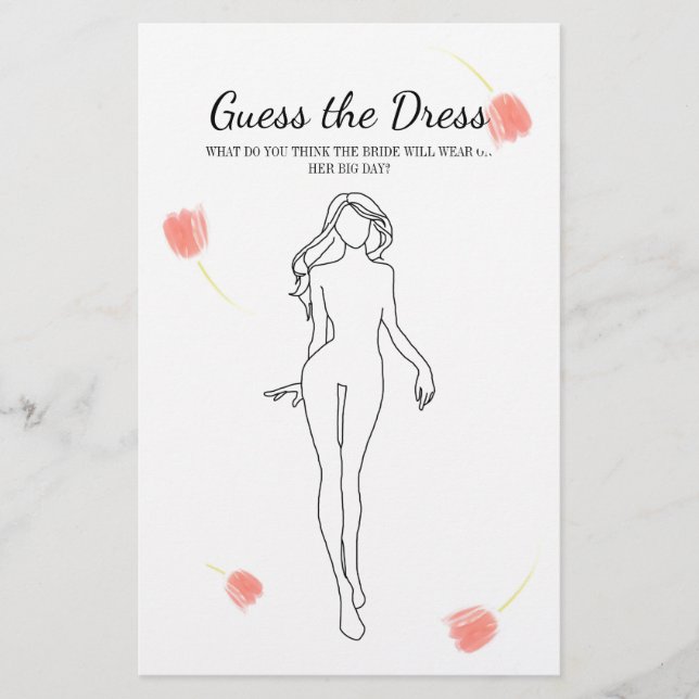 Flyer Juego de ducha de novias Tulipanes rosados adivina (Frente)