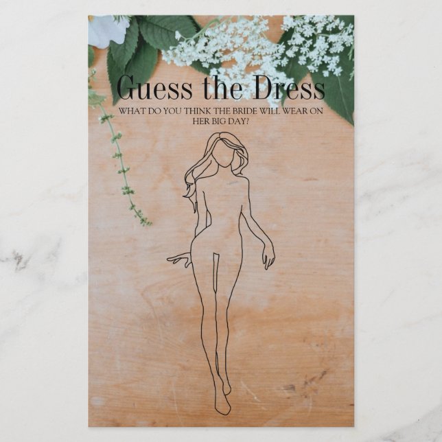 Flyer Juego de ducha de novias Wood Floral adivina el ve (Frente)