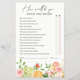 Flyer Juego de ducha nupcial Conoce la floral Bride Citr