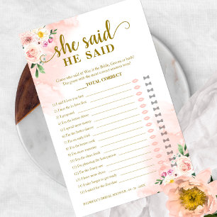 Flyer Juego de Ducha Nupcial Floral Rosado Él Dijo Ella 