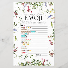 Flyer Juego de EMOJI Baby Shower de Flor Silvestre de Ve