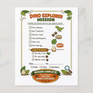 Flyer Juego de fiesta de cumpleaños de dinosaurios Explo