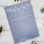 Flyer Juego de Flores Periwinkle Donde Estábamos<br><div class="desc">Periwinkle Flowers Bridal Shower Game. Los elementos coincidentes para completar la colección de eventos están disponibles en nuestra tienda Zazzle!</div>