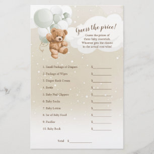 Flyer Juego de Globos Sage Oso de Peluche Adivina el Pre