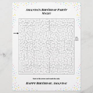 Flyer Juego de laberinto personalizado de cumpleaños fel