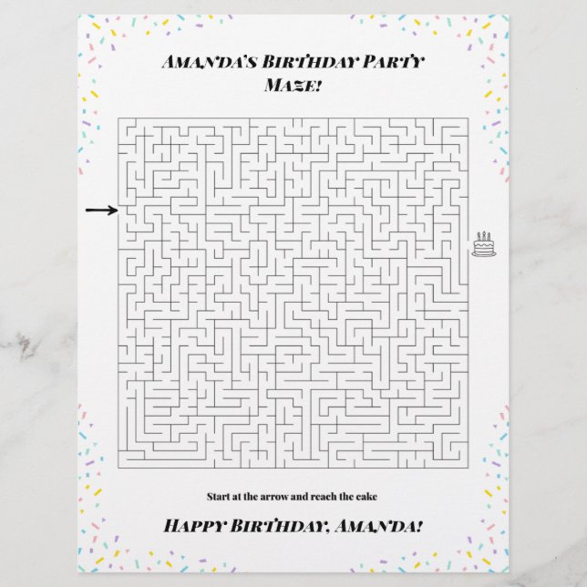 Flyer Juego de laberinto personalizado de cumpleaños fel (Frente)
