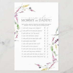 Flyer Juego de mamá o papá Pastel Flor de flores silvest