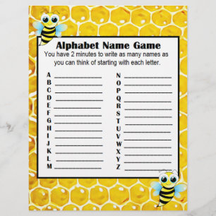 Flyer Juego de nombres alfabetos y juego de bingo Baby S