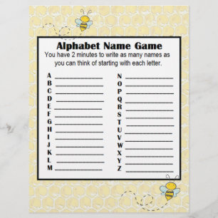 Flyer Juego de nombres alfabetos y juego de bingo Baby S