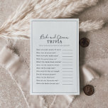Flyer Juego de novias minimalistas y trivialidades de Gr<br><div class="desc">Este minimalista juego de novias y novios es perfecto para una simple ducha de bodas. El moderno diseño romántico presenta una tipografía clásica en blanco y negro, acompañada de una caligrafía rústica y elegante con un estilo de letra a mano vintage. Personalizable de cualquier color. Mantenga el diseño simple y...</div>