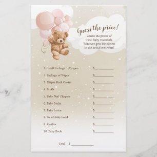 Flyer Juego de Osito de Peluche con Globos Rosas Adivina