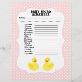 Flyer Juego de palabras desordenadas para baby shower