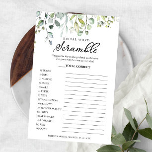 Flyer Juego de palabras desordenadas para boda con eucal