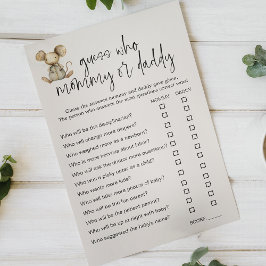 Flyer Juego de papá mami mami de Baby Shower para animal