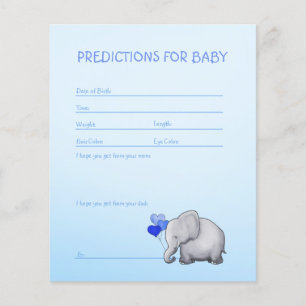 Flyer Juego de predicciones para Baby Shower de Niño Ele
