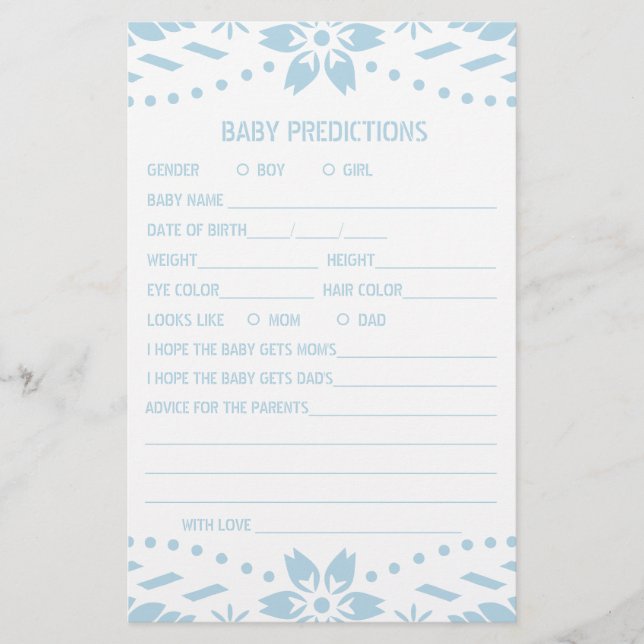 Flyer Juego de predicciones para bebés Baby blue Boy Sho (Frente)