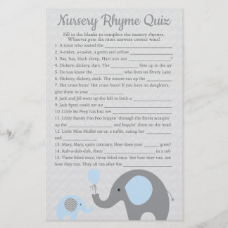Flyer Juego de preguntas sobre el elefante azul Baby Sho