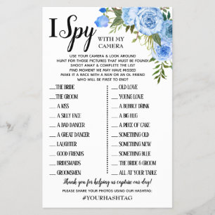 Flyer Juego de recepción de boda I Spy tarjeta en inglés