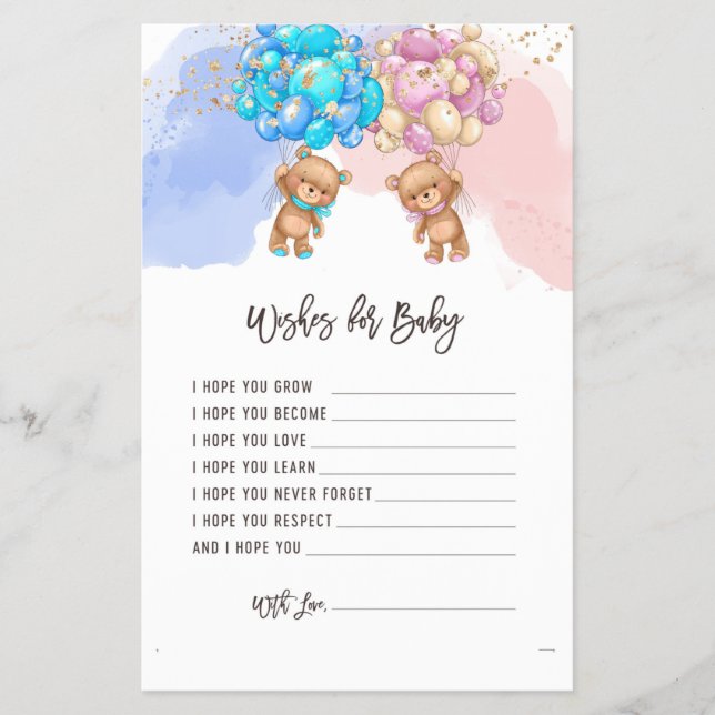 Flyer Juego de revelación de deseos para el sexo del beb (Frente)