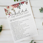 Flyer Juego de Rosas florales rojos de Rubor diría Groom<br><div class="desc">¿Qué haría el juego de ducha de novias Groom Say? Watercolor Rojo y Rubor Floral. Los elementos coincidentes para completar la colección de eventos están disponibles en nuestra tienda Zazzle!</div>