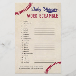 Flyer Juego de Word Scramble para el béisbol con temas d