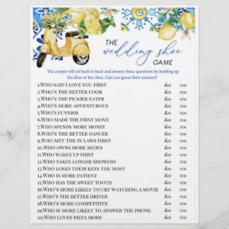 Flyer Juego de zapatos de ducha de novia con tema de lim