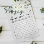 Flyer Juego floral blanco de marfil donde estábamos<br><div class="desc">¿Dónde estábamos los juegos de ducha de novia? Acuarela botánica,  Floral de marfil blanco. Los elementos coincidentes para completar la colección de eventos están disponibles en nuestra tienda Zazzle!</div>