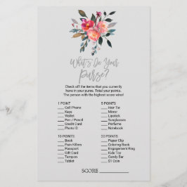 Flyer Juego moderno gris "What's In Your Purse"