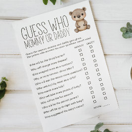 Flyer Juego para Baby Shower de Mamá y Papá de Animales 