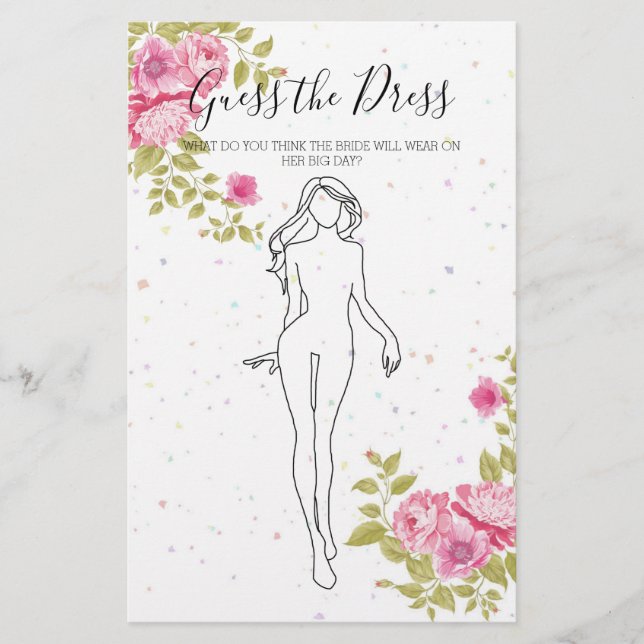 Flyer Juego para Despedida de Soltera Flores Rosadas Adi (Frente)