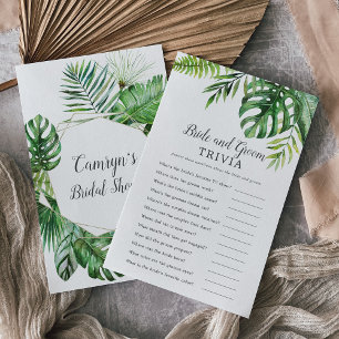 Flyer Juego salvaje Tropical Palm Bride y Groom Trivia