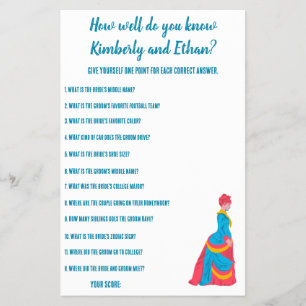 Flyer Juego Trivia de ducha de novia personalizable