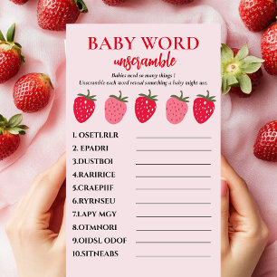 Flyer Juego "Word Unscrble": Bebé de fresa rosa y roja