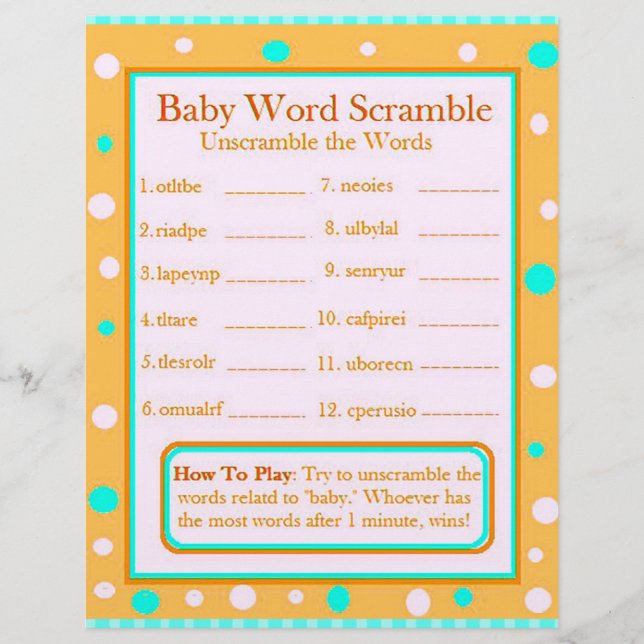 Flyer Juegos Baby Shower de doble cara (Frente)
