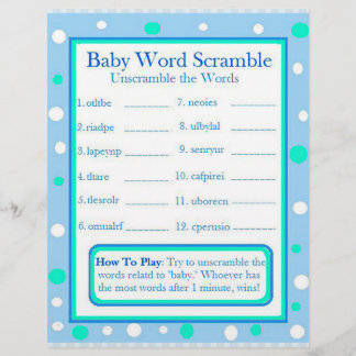Flyer Juegos Baby Shower de doble cara