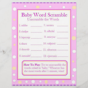 Flyer Juegos Baby Shower de doble cara