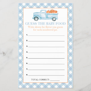 Flyer Juegos de Baby Shower Adivina la Comida para Bebé 