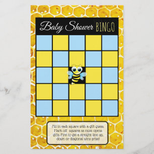 Flyer Juegos de baby shower con tema de abeja