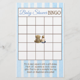 Flyer Juegos de Baby Shower de Baby Boy y Teddy Bear