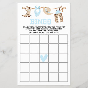 Flyer Juegos de Baby Shower Pastel Cowboy