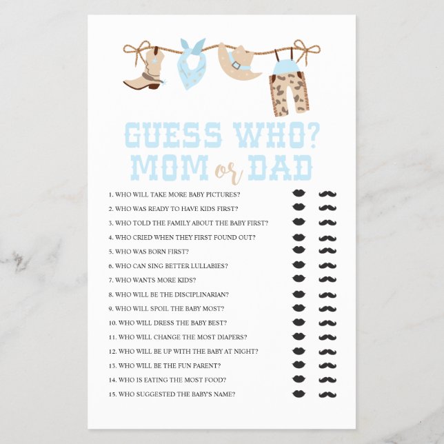 Flyer Juegos de Baby Shower Pastel Cowboy (Atrás)