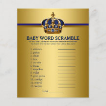 Juegos de Baby Shower Royal Blue Gold Prince