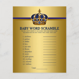Flyer Juegos de Baby Shower Royal Blue Gold Prince