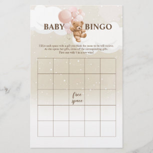 Flyer Juegos de BINGO de Osito de Peluche Rosa para Baby