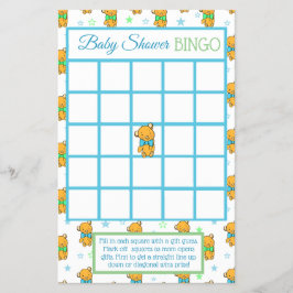 Flyer Juegos de duchas de bebé Blue and Green Teddy Bear