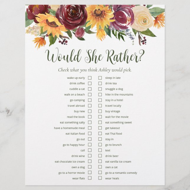 Flyer Juegos LGBTQ Sunflowers de ducha de novias (Frente)