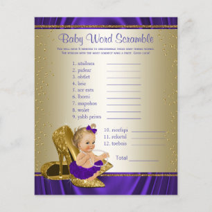 Flyer Juegos para Baby Shower de Niña con Temática de Pu