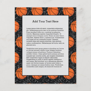 Flyer Jugador Baloncesto Deporte Pelota Brillante Negro 