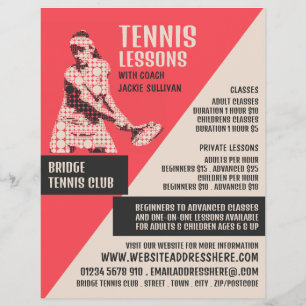 Flyer Jugador de tenis pictograma, clases de tenis