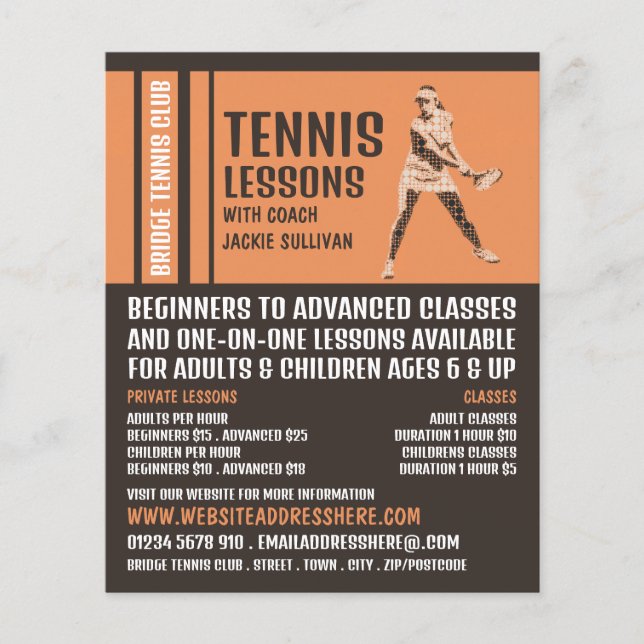 Flyer Jugador de tenis profesional, anuncio de clases/cl (Frente)